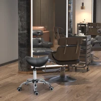 HOMCOM Scaun Taburet Rotativ cu Șa, Roți și Înălțime Reglabilă pentru Estetiști și Tatuatori, 52 x 53 x 49-61 cm, Negru(m-2)