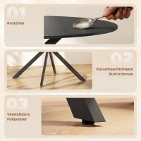 HOMCOM Runder Esstisch für 4 Personen, Küchentisch im Industriestil mit Stahlbeinen, für Esszimmer, Küche, Schwarz(m-6)