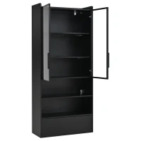 Vitrine alta, iluminação LED controlada por app, 6 prateleiras, 80x34x180 cm, Preto(m-5)