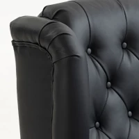 HOMCOM Sillón para Dormitorio en Piel PU con Asiento Amplio Reposabrazos y Patas de Madera de Eucalipto Negro(m-7)