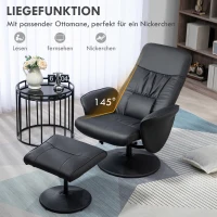 HOMCOM 2-delige fauteuilset Fauteuil met voetenbank Relaxfauteuil met voetenbank, verstelbare hoogte, verstelbare rugleuning, zwart(m-4)