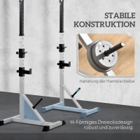 HOMCOM Set van 2 Dumbbellstandaards met 3 Niveaus Hoogteverstelbaar uit Staal tot 200 kg Belastbaar Zilver+Zwart(m-4)