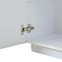 Aparador para sala de estar com 4 portas, elegantes frisos dourados, independente, 35x140x70 cm, Branco(m-9)