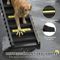 PawHut Rampa para Perros Plegable 154 cm Rampa para Perros para Coche Cama con 10 Escalones Antideslizantes Carga 25 kg Negro(m-5)
