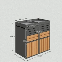 Armadio da esterno multiuso con fioriera integrata e ventilazione a persiana antiodore, 133x80x128 cm, Grigio(m-3)