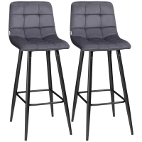 HOMCOM set van 2 barkrukken met voetsteun in retrodesign, grijs, 42 cm x 47 cm x 105 cm(m-10)