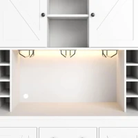 Armario alto de cocina con función de vinoteca, tira LED, baldas regulables, 105x40x180 cm, Blanco(m-9)