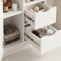 HOMCOM Armario de Baño con 2 Cajones Compartimento Abierto y Estantes Ajustables para Espacio Pequeño 50x25x100 cm Blanco(m-12)