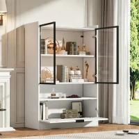 Vitrine LED moderna, iluminação LED RGB, compartimento abatível prático e prateleiras ajustáveis, 80x35x120 cm, Branco(m-4)