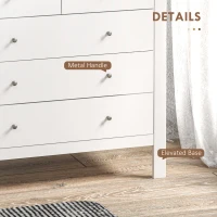 HOMCOM Modern Chest of Drawers, 5 Drawer Storage Cabinet with Metal Handles and Runners for Bedroom, White(m-5)