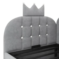 Letto singolo a L imbottito con spazio contenitore inferiore, 199x96x96 cm, Grigio(m-10)