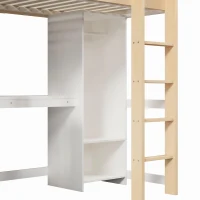 Letto a soppalco per bambini 6+ anni con parapetto di sicurezza, 232.5x100x189.5 cm, Color Legno(m-11)