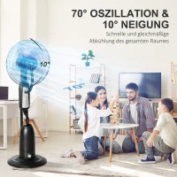 Statiefventilator met 2,8 liter waterverstuiver ventilator hoogte 120 cm metaal(m-6)