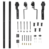HOMCOM Schuifdeursysteem looprail schuifdeurbeslag houten schuifdeur 9 zwarte accessoires(m-9)