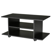 Homcom Mobilier Pentru Tv in Lemn cu Roti, Negru,40x40x80cm(m-8)
