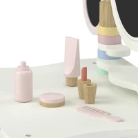 AIYAPLAY Tocador de Maquillaje para Niñas con Taburete Espejos Giratorios Cajón 6 Accesorios Bandejas Laterales para +3 Años Rosa(m-11)