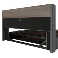 Cama estofada 180×200 cm, cama com arrumação hidráulica, sem colchão, 219x186,5x110 cm, Cinzento(m-13)
