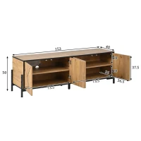 Lowboard para TV, design geométrico contrastante, adequado para televisores até cerca de 65 polegadas, 153x40x50 cm, Cor natural(m-3)