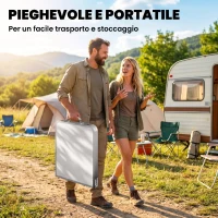 Outsunny Tavolino da Campeggio Picnic con Base per Cibi e Bevande Altezza Regolabile Pieghevole Alluminio, Legno 120x47x55/62/68cm(m-7)