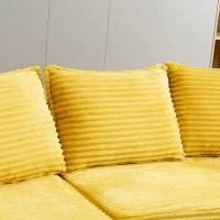 Bogesofa imbottito con portabicchieri su entrambi i lati, cuscini e tasca laterale, 250x152x82 cm, Giallo(m-9)