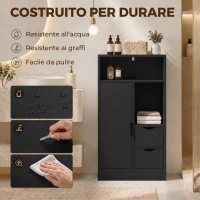 HOMCOM Mobile Bagno Slim con Cassetti, Ripiani Aperti e Armadietto, 50x25x100 cm, Nero(m-7)