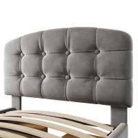 Letto contenitore 90x200 con cassetti integrati e scomparti portaoggetti regolabili in altezza su 3 livelli, 207x101x120 cm, Grigio(m-12)