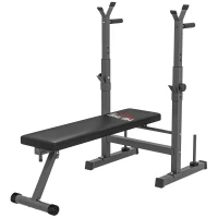 HOMCOM Banc de musculation pliable avec support d'haltères réglable et poignées dips - fitness(m-12)