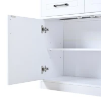 Aparador com muito espaço de arrumação, 3 gavetas e 3 portas com prateleiras ajustáveis, frente das portas com riscas, 120x35x80 cm, Branco(m-10)