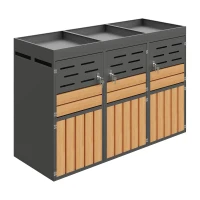 Armadio da esterno multiuso con fioriera integrata e ventilazione a persiana antiodore, 199x80x128 cm, Grigio(m-6)