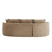 Bogesofa imbottito con portabicchieri su entrambi i lati, cuscini e tasca laterale, 250x152x82 cm, Kaki(m-9)