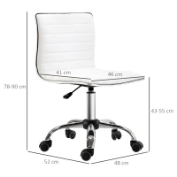 HOMCOM Draaistoel, Hoogteverstelbaar 43-55 cm, Tot 120 kg, Leerlook, Wit(m-3)