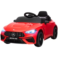 AIYAPLAY Kinder-Elektroauto, Mercedes-Design, 12V Motoren, Fernbedienung, LED-Lichter, Musik, für 3-6 Jahren Kinder, Rot(m-11)