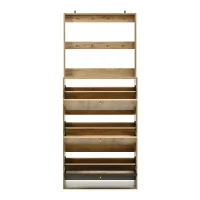 Scarpiera moderna con ganci, ripiani divisori regolabili in altezza e struttura antiribaltamento, 75x24x180 cm, color legno(m-5)