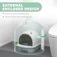 PawHut Enclosed Cat Litter Box w/ Pull-Out Drawer, Scoop, Deodorising Bags for Odour Control, Privacy, Portable, Easy to Clean(m-4)