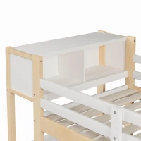 Lit mezzanine 90x200 cm, garde-corps de sécurité pour enfants dès 6 ans, sans matelas, 232,5x100x189,5 cm, Couleur naturelle(m-10)