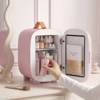 HOMCOM Mini Kühlschrank Kühlschrank Beauty Fridge, 4 L Fassungsvermögen, 20,3 x 26,3 x 28 cm, Rosa(m-10)