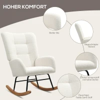 HOMCOM Schommelstoel, knusse bekleding, dikke vulling, Crèmewit(m-5)