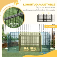 PawHut Parque para Perros de 6 Paneles Valla Metálica para Mascotas con Ancho Ajustable 82,5-150x79x61 cm Negro(m-5)