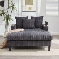 Divano letto con portabicchieri su entrambi i lati e bracciolo pieghevole, 129x170x70 cm, grigio scuro(m-4)