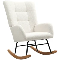 HOMCOM Schommelstoel, knusse bekleding, dikke vulling, Crèmewit(m-8)