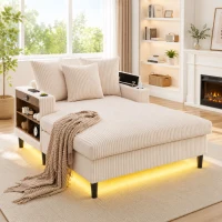 Divano letto con portabicchieri su entrambi i lati e bracciolo pieghevole, 129x170x70 cm, Beige(m-4)