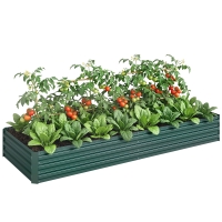 Outsunny Carré Potager Acier 241x90x30cm Vert Foncé