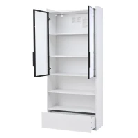 Vitrine alta, iluminação LED controlada por app, 6 prateleiras, 80x34x180 cm, Branco(m-5)
