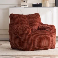 Puff acolchoado com espuma viscoelástica, capa não removível, 100x94x70 cm, Vermelho tijolo(m-6)
