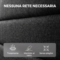 HOMCOM Letto Matrimoniale 164 x 208 cm in Tessuto Effetto Lino con Testiera Regolabile, Nero(m-3)