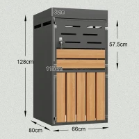 Armoire d'extérieur multifonction 2-en-1, avec jardinière intégrée et compartiment pour poubelle, sans poubelle, 66x80x128 cm, Gris(m-3)