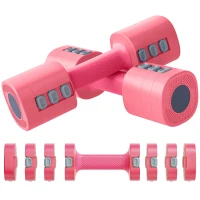 SPORTNOW Hantelset, verstellbares Gewicht, quadratische Form, vielseitig, Metallkern, Rot(m-12)