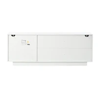Aparador para sala de estar, armário de arrumação largo de três portas, design minimalista moderno, 35x160x60 cm, Branco(m-7)