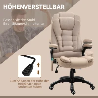 Vinsetto Massagestoel met Verwarmingsfunctie, Ergonomisch Verstelbare Bureaustoel, 68L x 72B x 110-120 cm, Bruin(m-5)