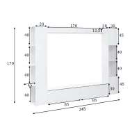 Mobile TV 4 pezzi con vetrina e ripiani aperti pe salotto, 228x30x170 cm, Bianco(m-3)
